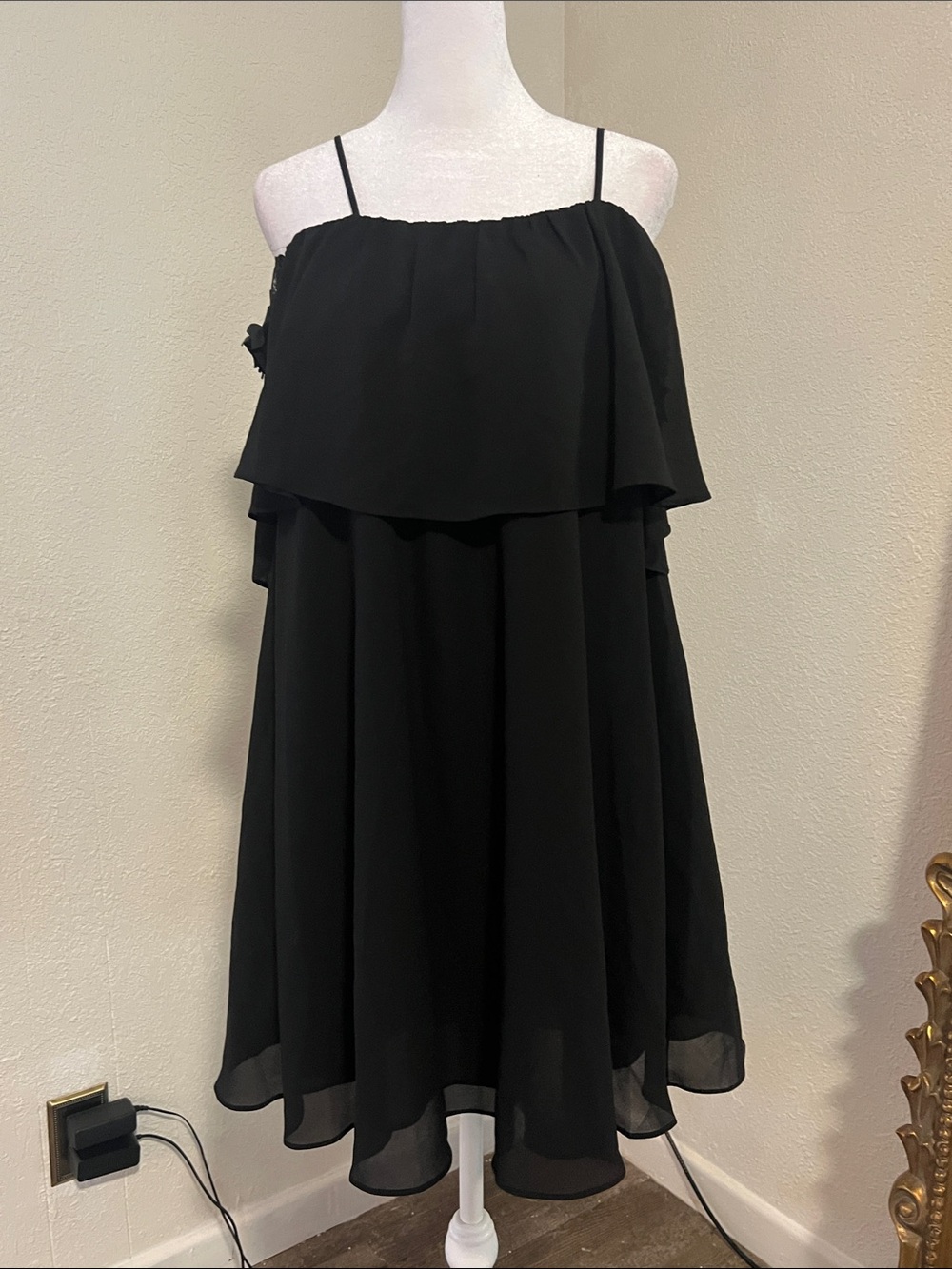 Black Off-Shoulder Ruffle  Dress